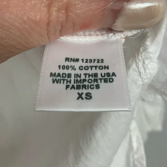 Xirena Sz XS Rye White Cotton Poplin Button Up Ruffle Blouse Top Cottagecore - Picture 6 of 7